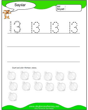 okul öncesi 1 sayısı çizgi çalışması